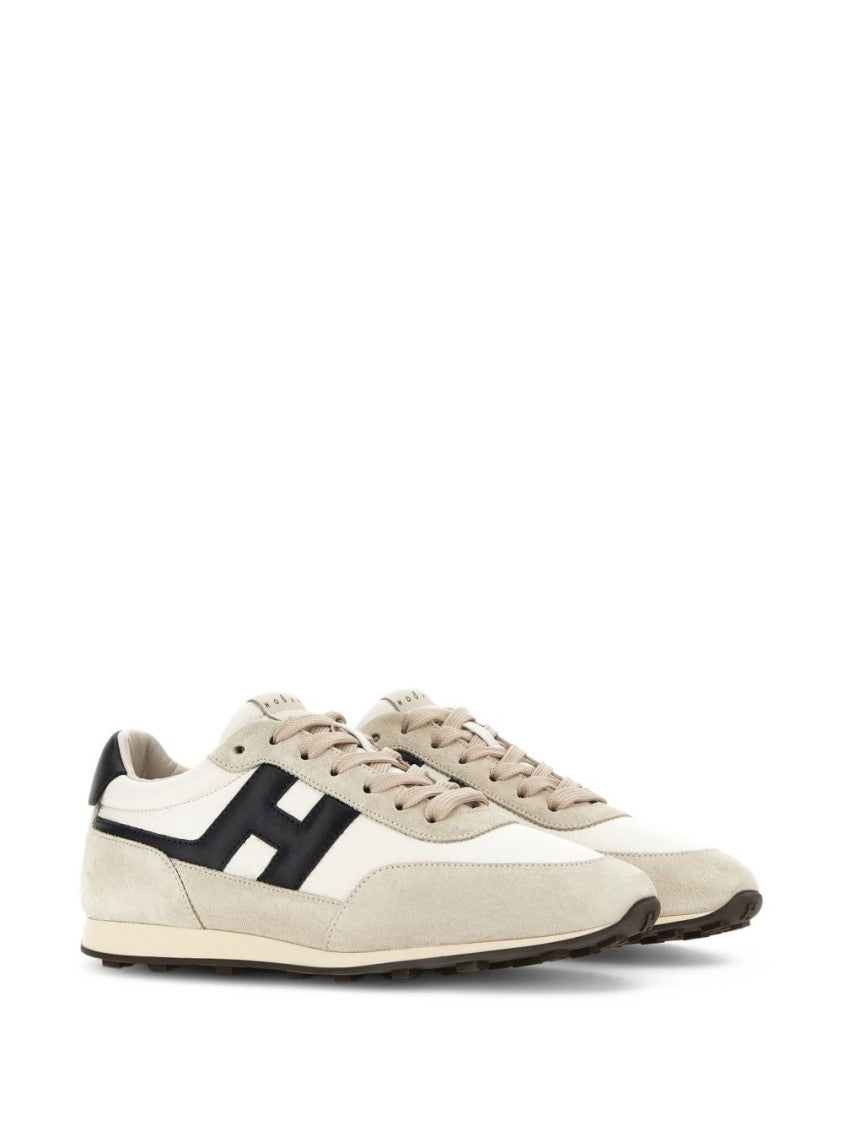 Hogan White Silk And Nylon Panel Sneakers