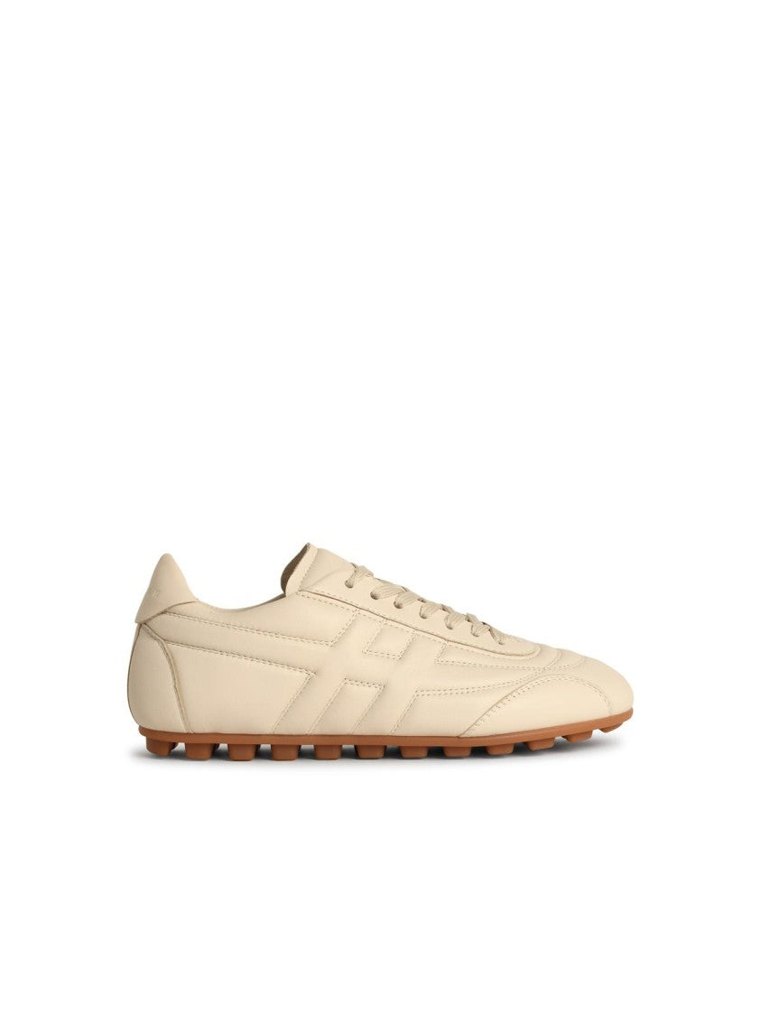 Hogan H693' Yogurt-Colored Smooth Leather Sneakers