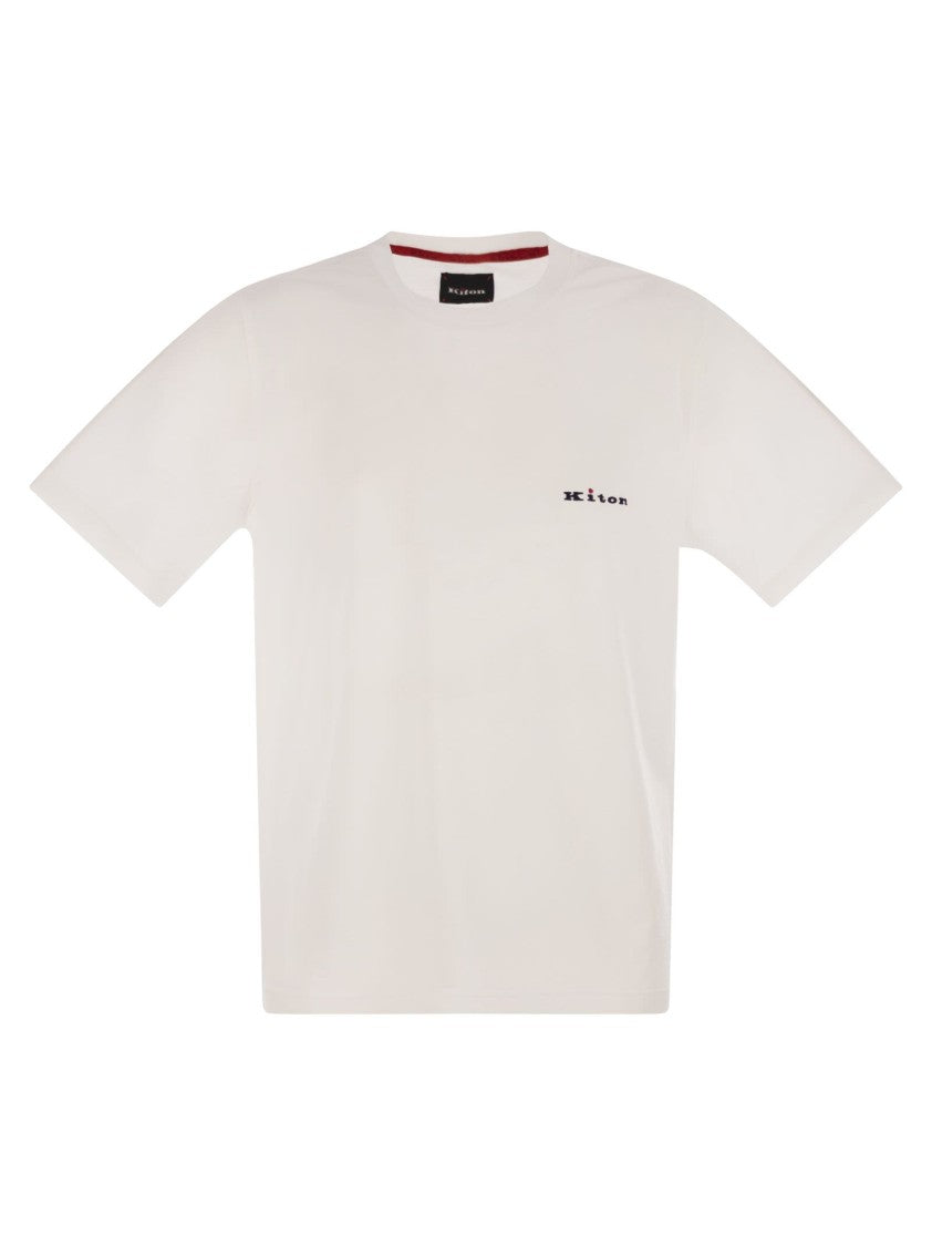 Kiton Crew-Neck Cotton T-Shirt With Chest Logo