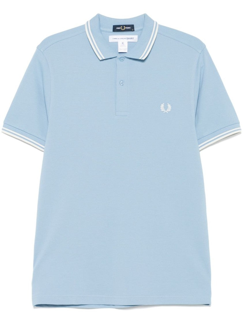 Comme Des Garçons Sporty Contrast-Striped Blue Polo Shirt
