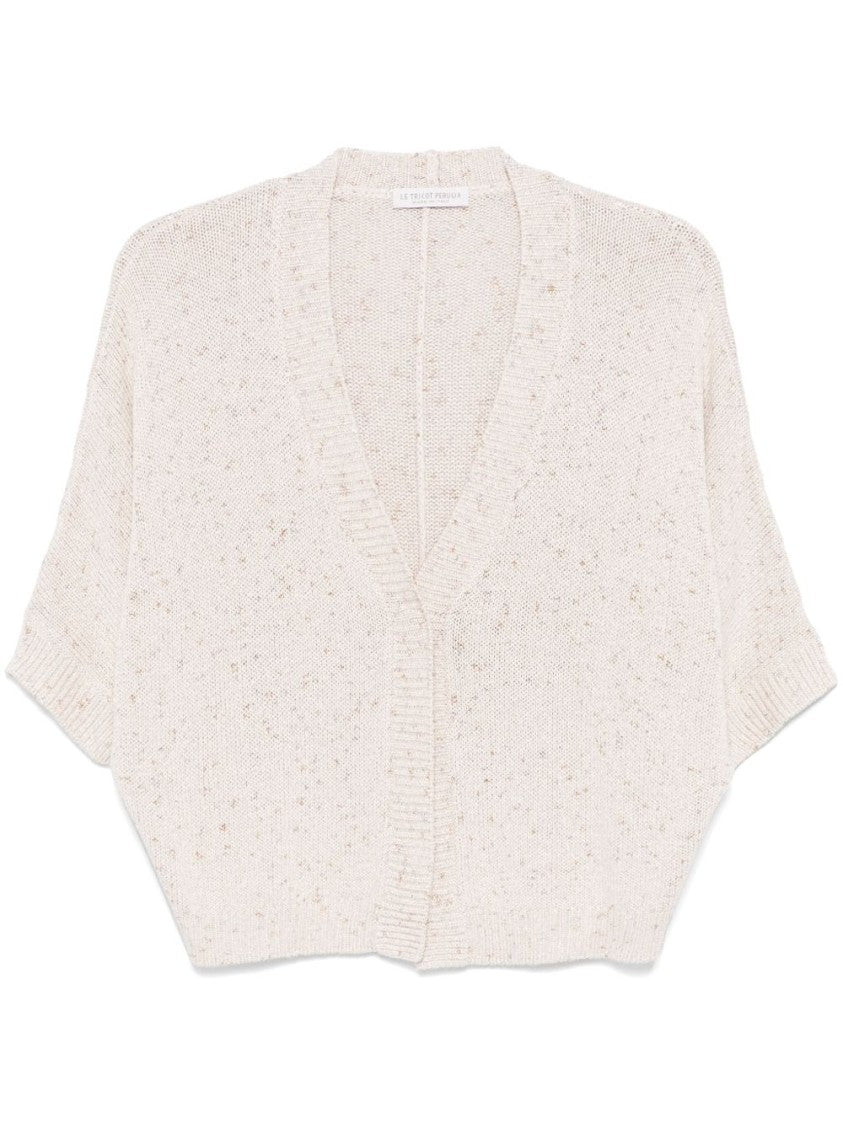 Le Tricot Perugia Speckled Beige Knit Sweater