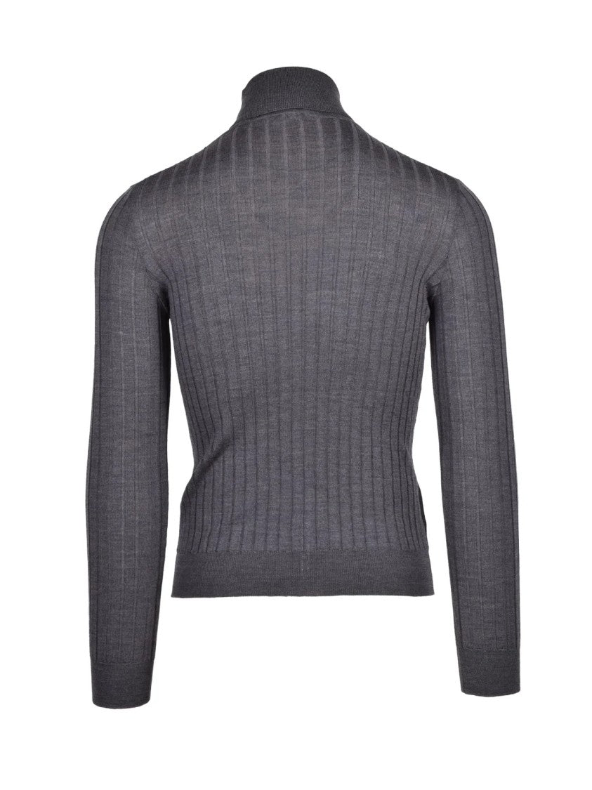 O Oblo High Neck Ribbed Knit Sweater In Virgin Wool