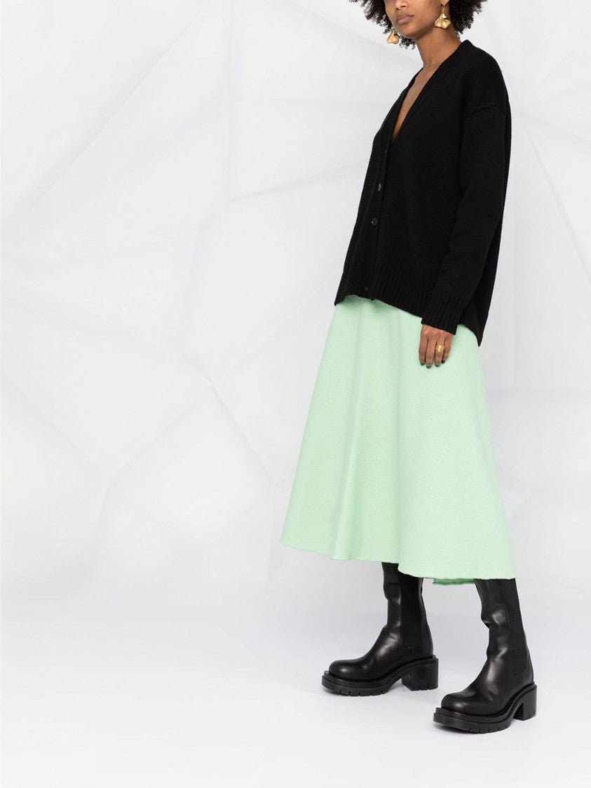 Jil Sander Black Boxy Cashmere V-Neck Cardigan