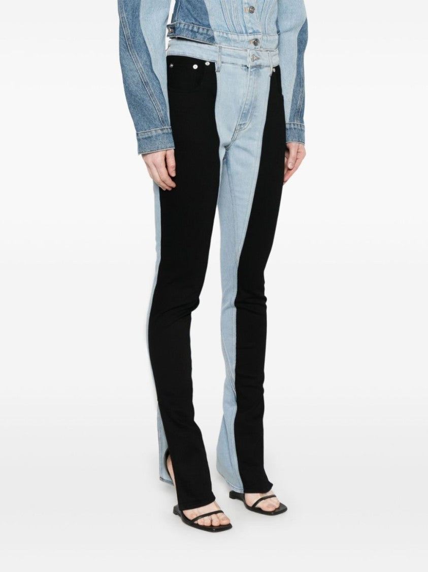 Mugler Two-Tone Skinny Jeans