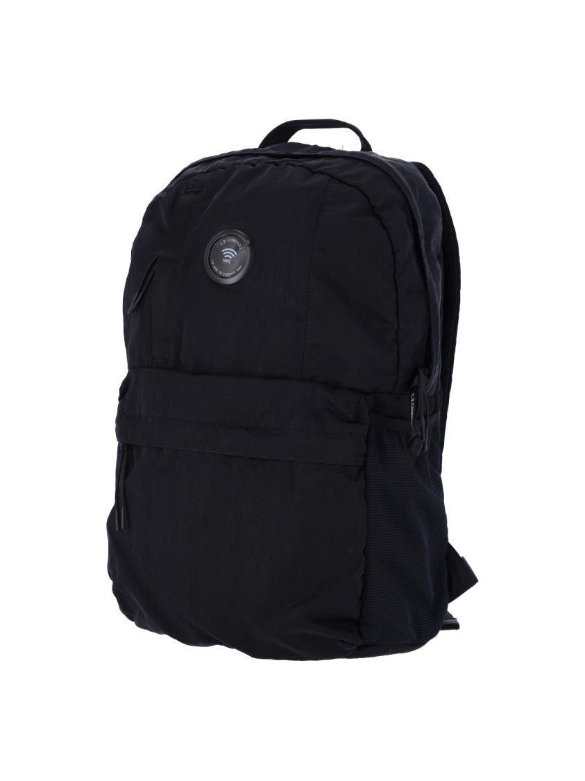 C.P. Company Black Backpack With Spacious Compartment And Padded Straps