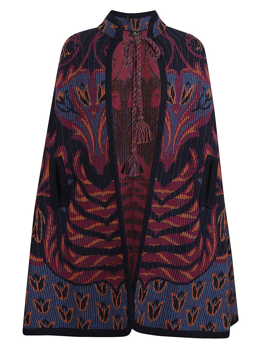 Etro Intricately Patterned Wool Blend Cape