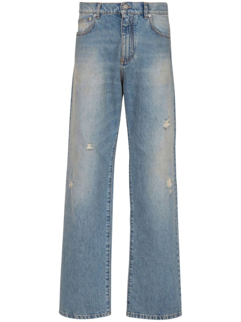 Balmain Relaxed-Fit Distressed Denim Jeans With Five-Pocket Design