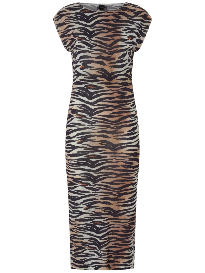 Pinko Animal Print Midi Sheath Dress