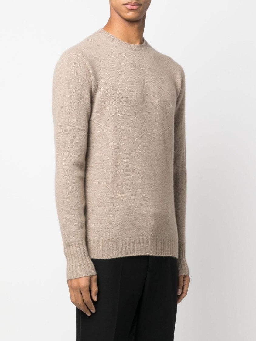 Drumohr Classic Fine-Knit Ribbed Crew Neck Wool Sweater