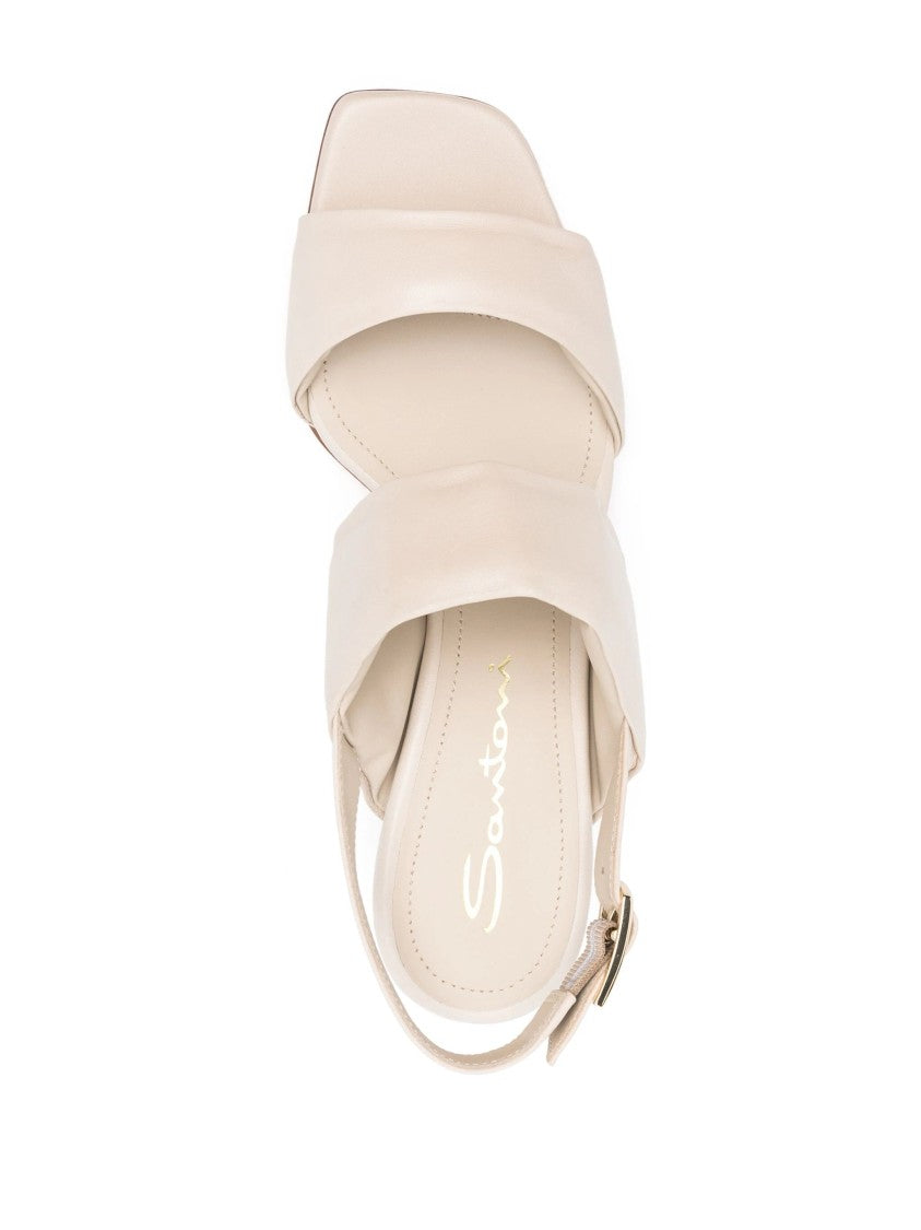 Santoni Open Back Beige Pumps