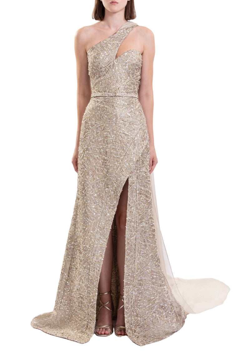 Saiid Kobeisy Asymmetrical Brocade Dress