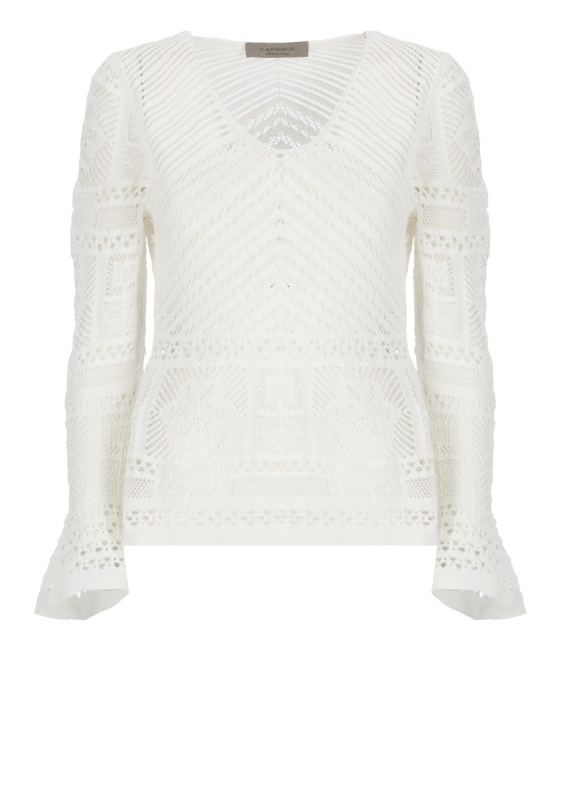 D. Exterior White Cotton Sweater
