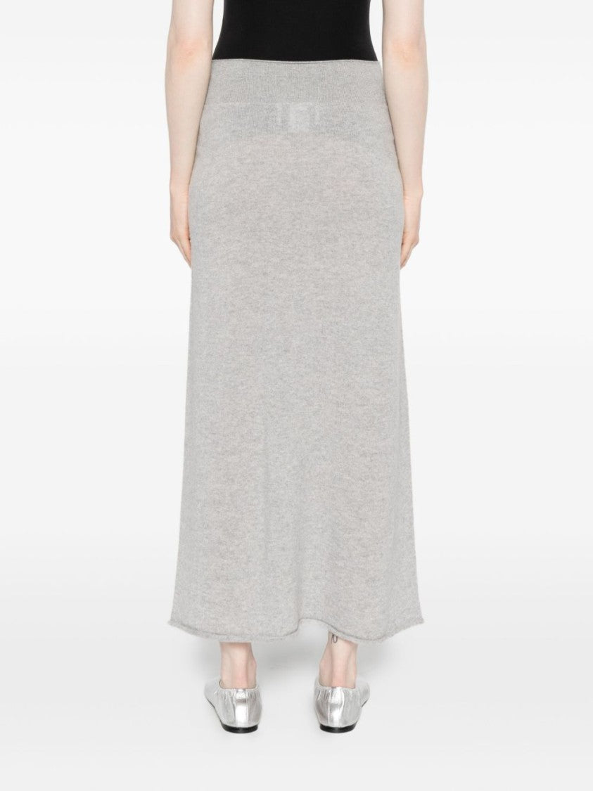 Vanisé Heathered Grey Cashmere Maxi Skirt