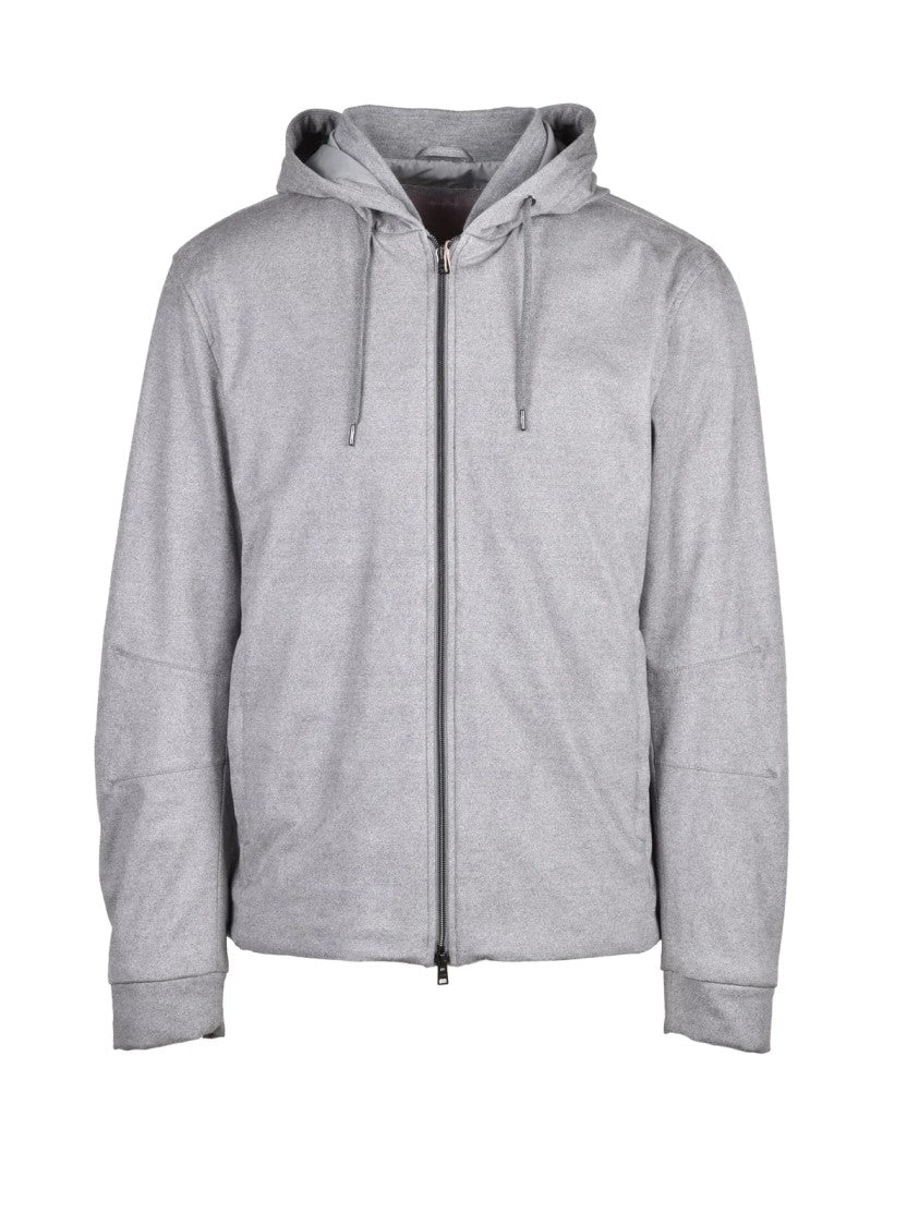 Herno Resort Resort Velvet Effect Jacket With Zip And Hooded Design