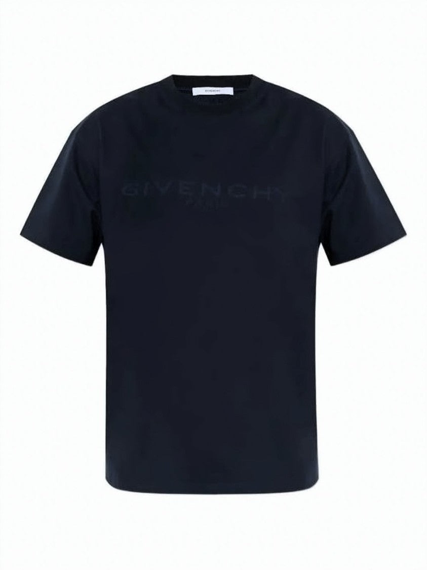 Givenchy Black Smooth Cotton Silk Logo T-Shirt