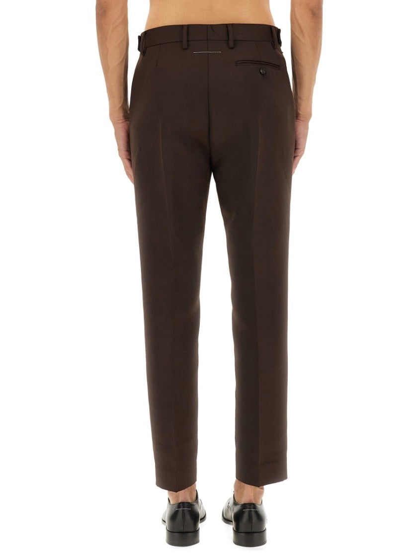 Mm6 By Maison Margiela Slim-Fit Dark Brown Tailored Pants