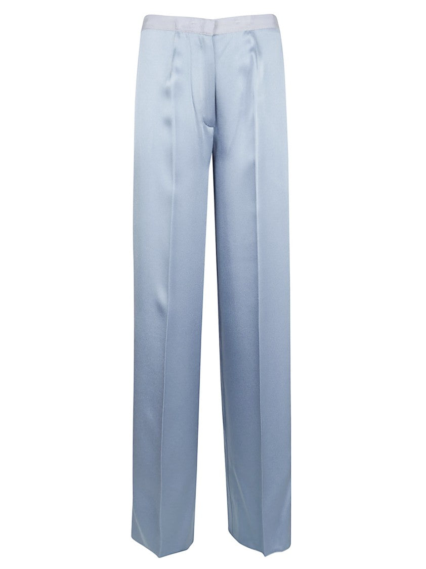 Forte Forte Tailored Blue Trousers With Subtle Pleats And Smooth Finish