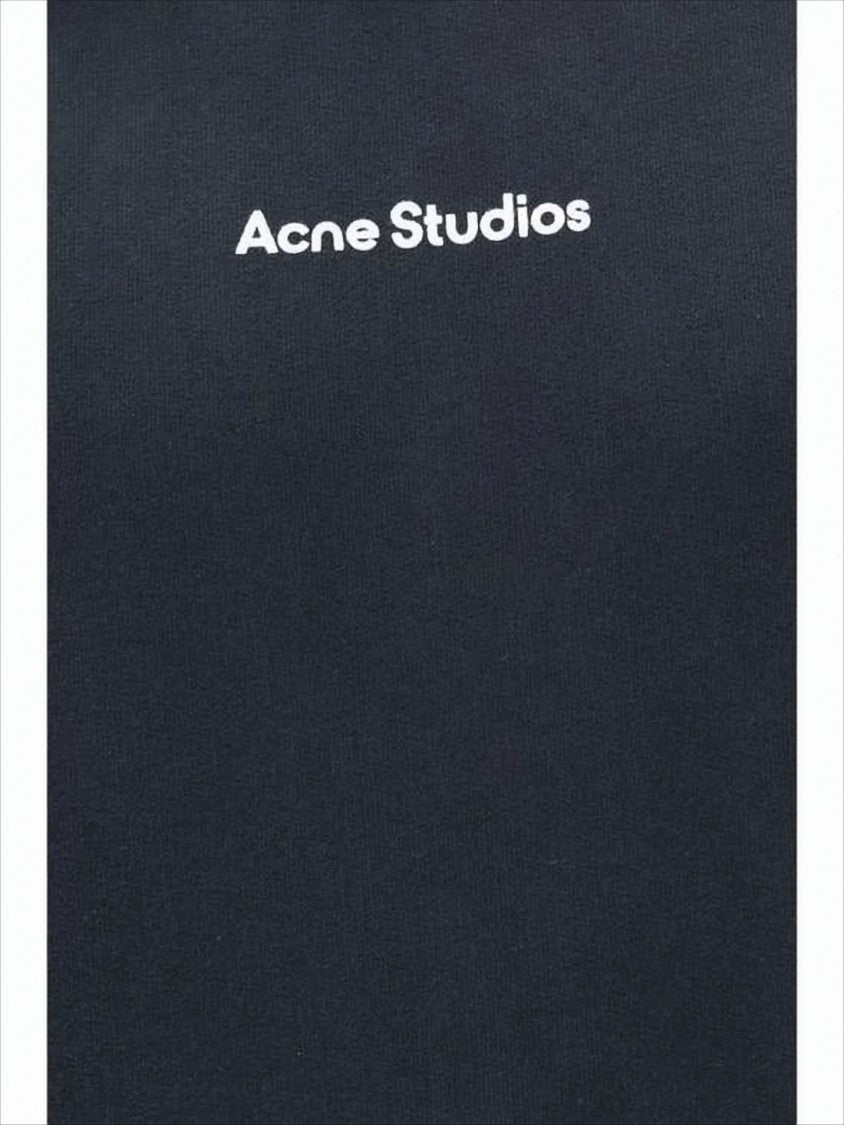Acne Studios Minimalist Black Cotton Hoodie With Center Logo