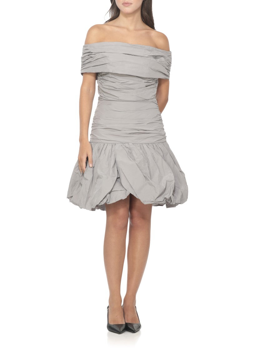 Rotate Draped Mini Dress With Rear Zip Closure