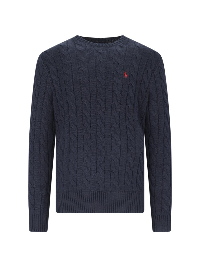 Polo Ralph Lauren Logo Cable Knit Sweater Blue
