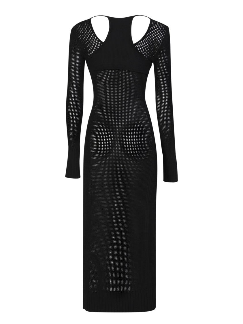 Andreâdamo Open-Front Long Black Cardigan