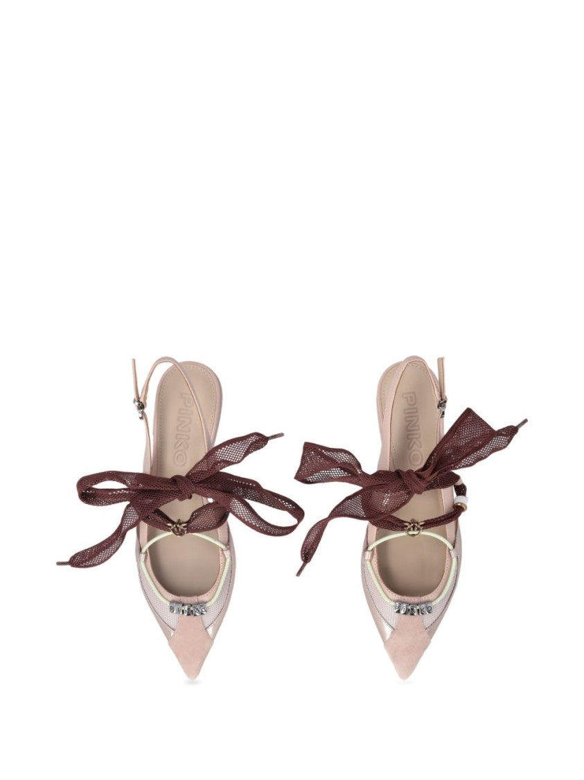 Pinko Light Pink Ribbon Slingback Sandals