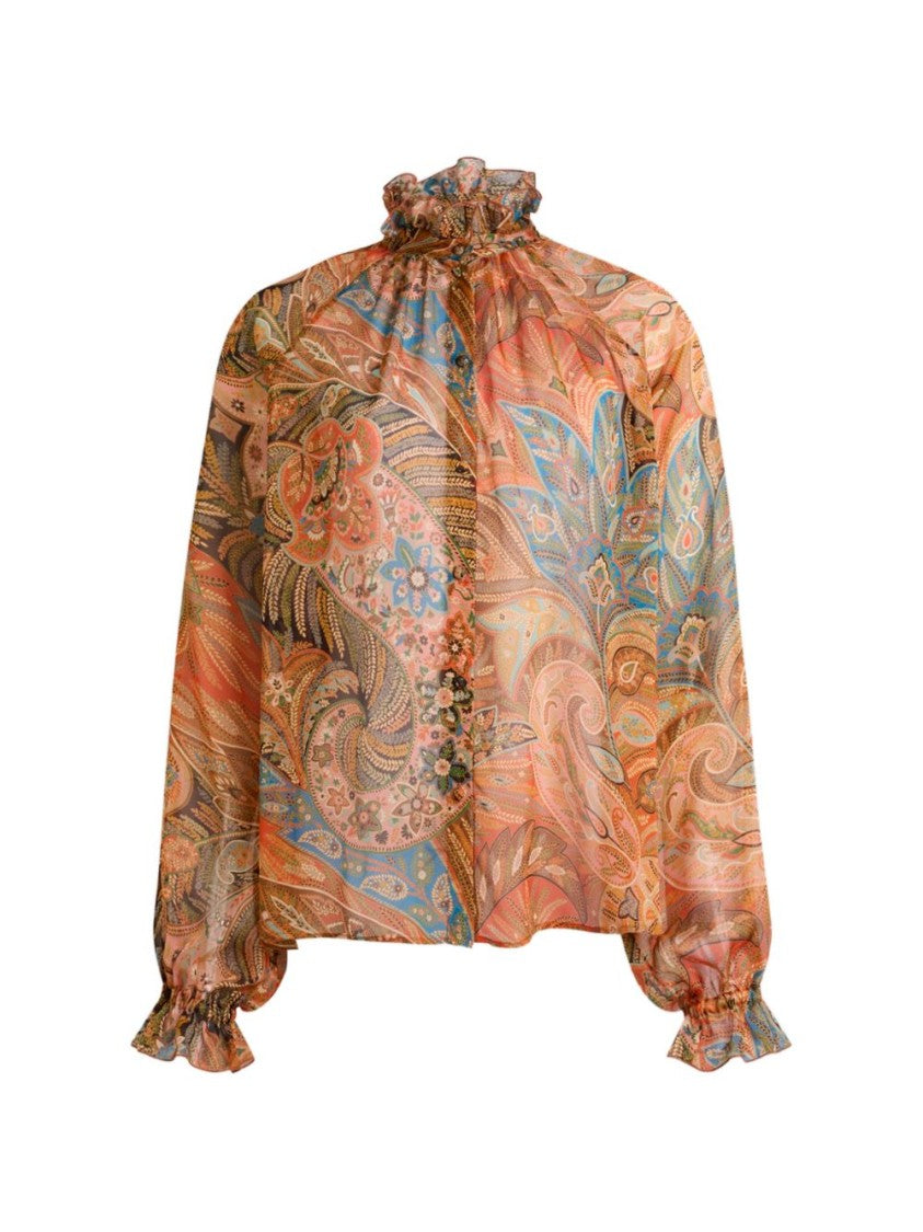 Etro Paisley Print Shirt With Ruffled Collar
