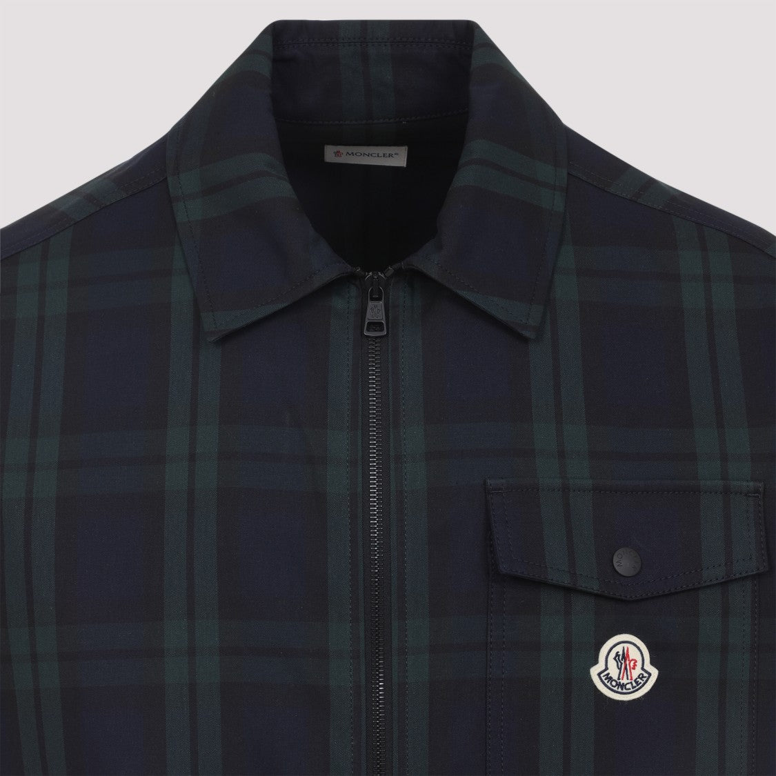 Moncler Plaid Black Cotton Shirt With Zip Closure