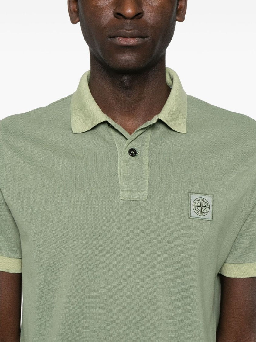 Stone Island Sage Green Slim-Fit Polo Shirt