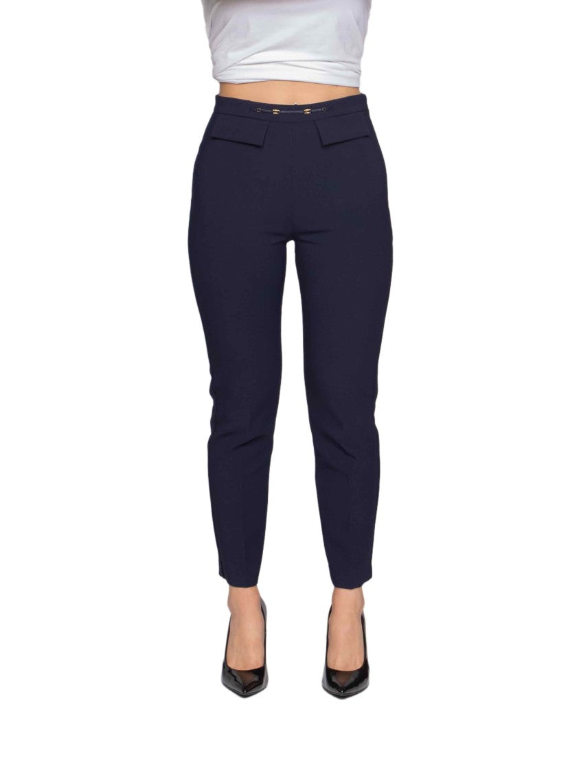 Elisabetta Franchi Tailored Cropped Pants With High Waist And Decorative Flap Pockets
