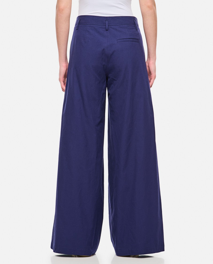 Alberto Biani Relaxed-Fit Blue Cotton Wide Trousers