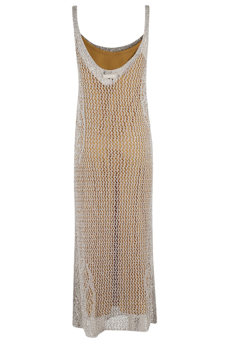 Pinko Openwork Mesh Dress With Mermaid Skirt