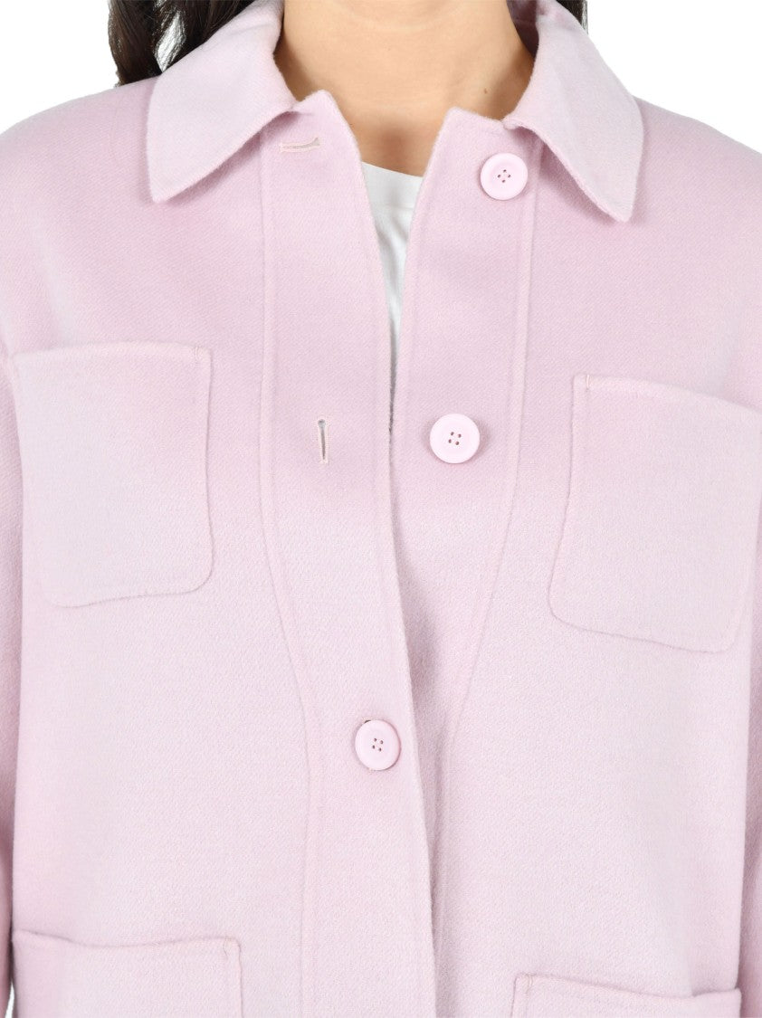 Max Mara Soft Pink Overshirt With Practical Patch Pockets