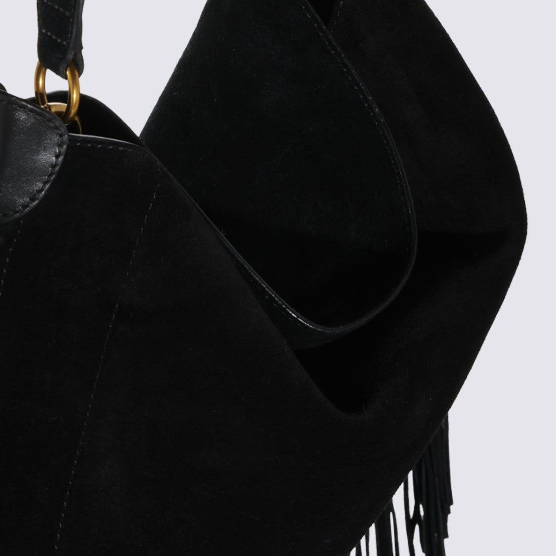 Isabel Marant Black Suede Handbag With Fringe