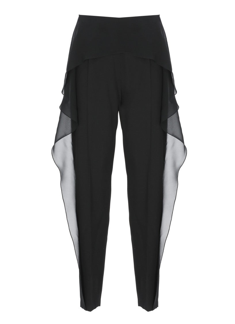 Lanvin Refined Black Wool Pants With Tulle Accents