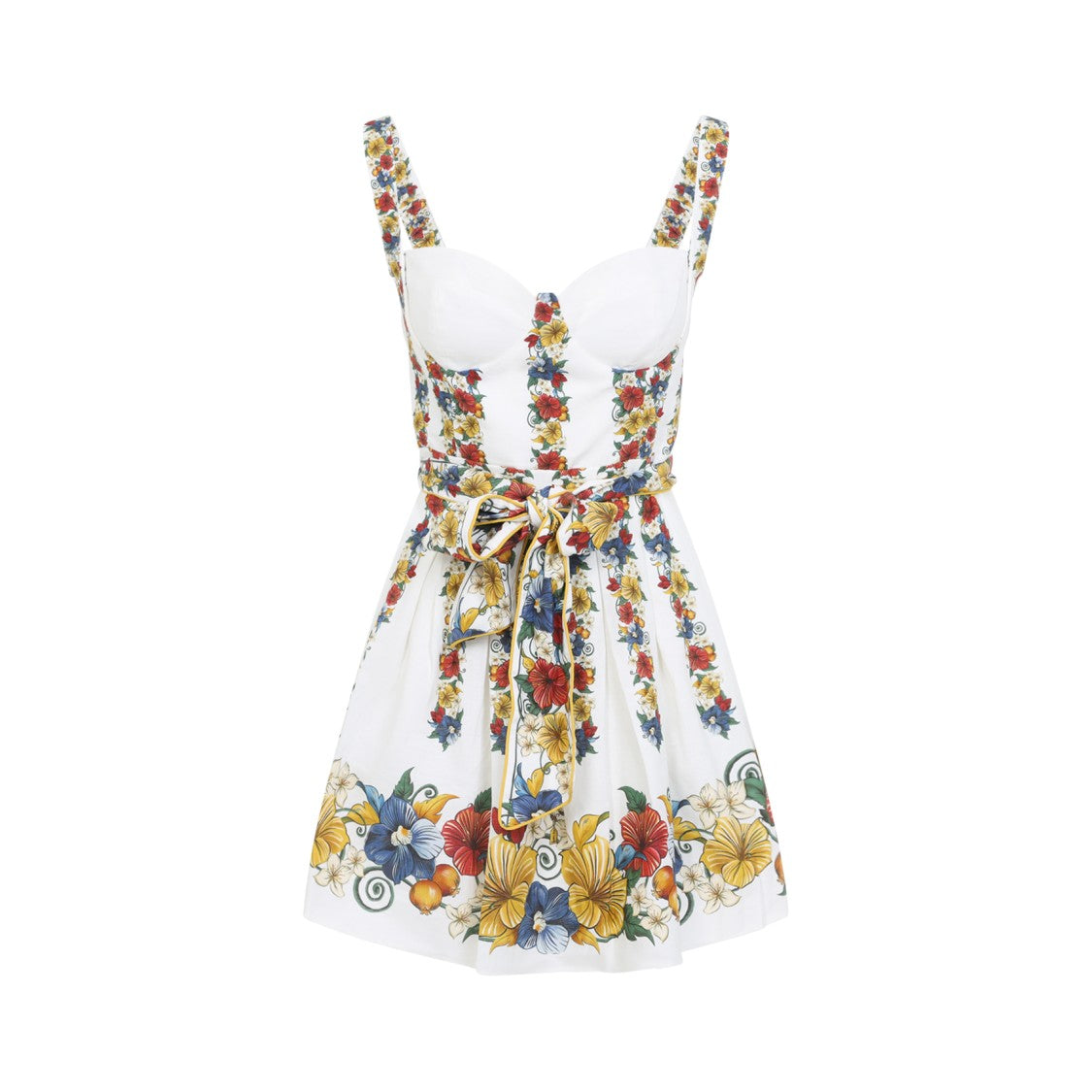 Farm Rio Fitted Mini Dress With Floral Accents