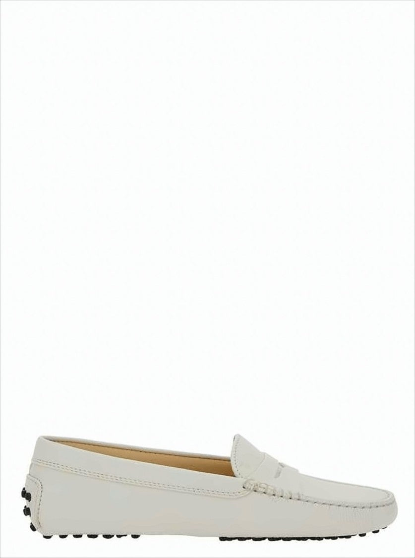 Tod's Minimalist White Leather Loafer With Penny Strap Detail
