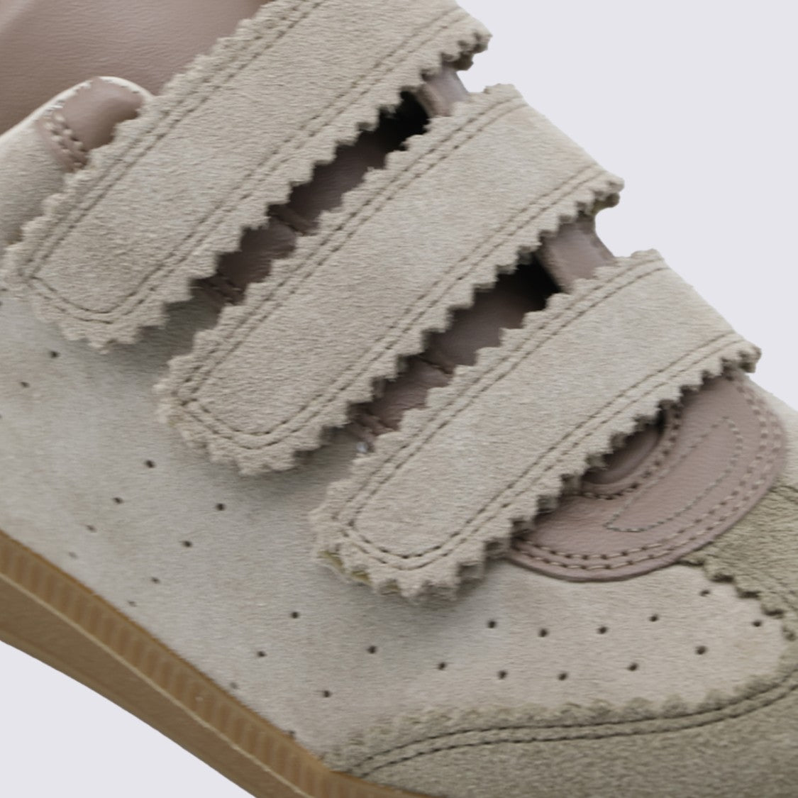 Isabel Marant Low-Top Beige Suede Sneakers With Velcro Straps