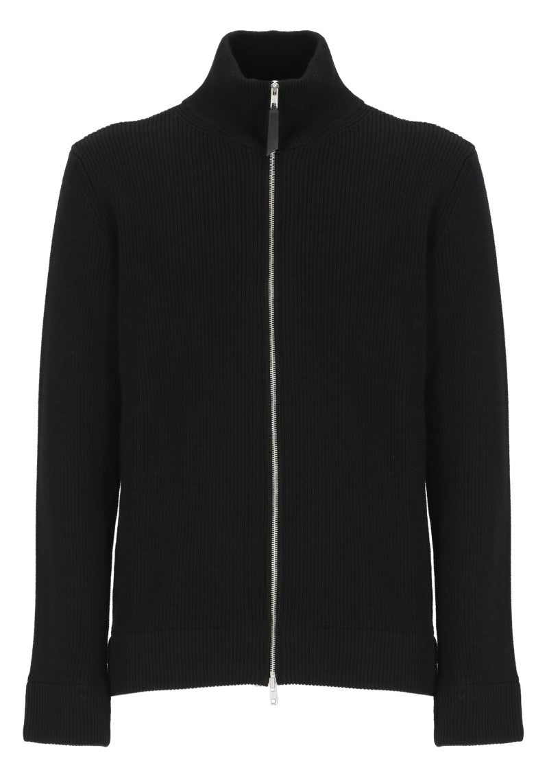Maison Margiela Ribbed Knit Cardigan With High Neck