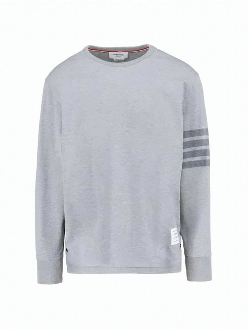 Thom Browne Long-Sleeve Light Grey Shirt With Striped Detailing