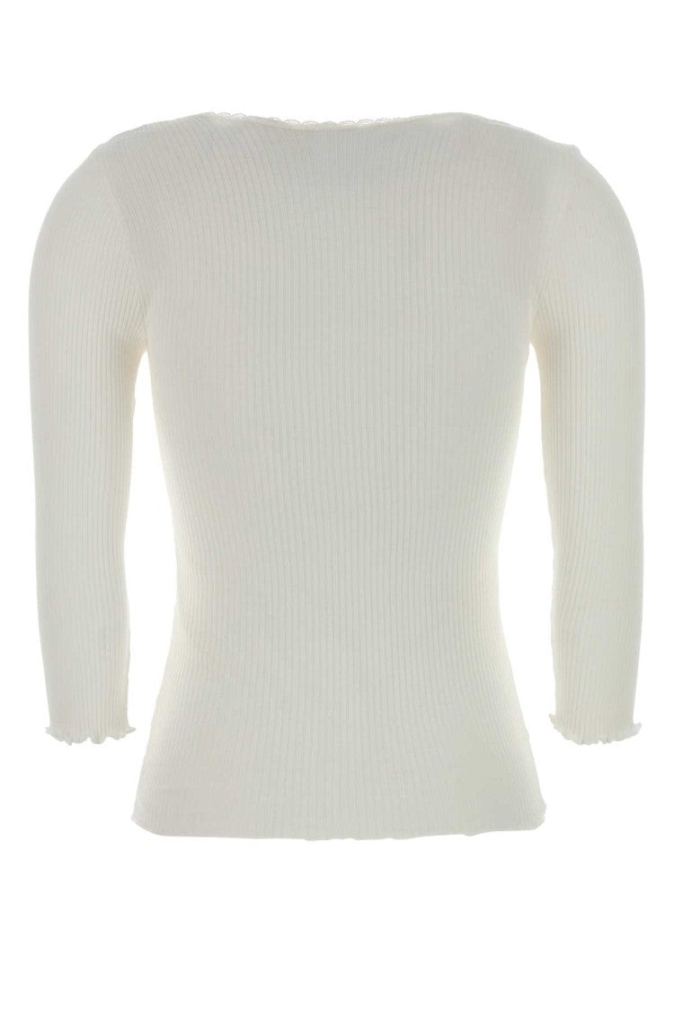 Chloé Fitted White Ribbed Knit Top