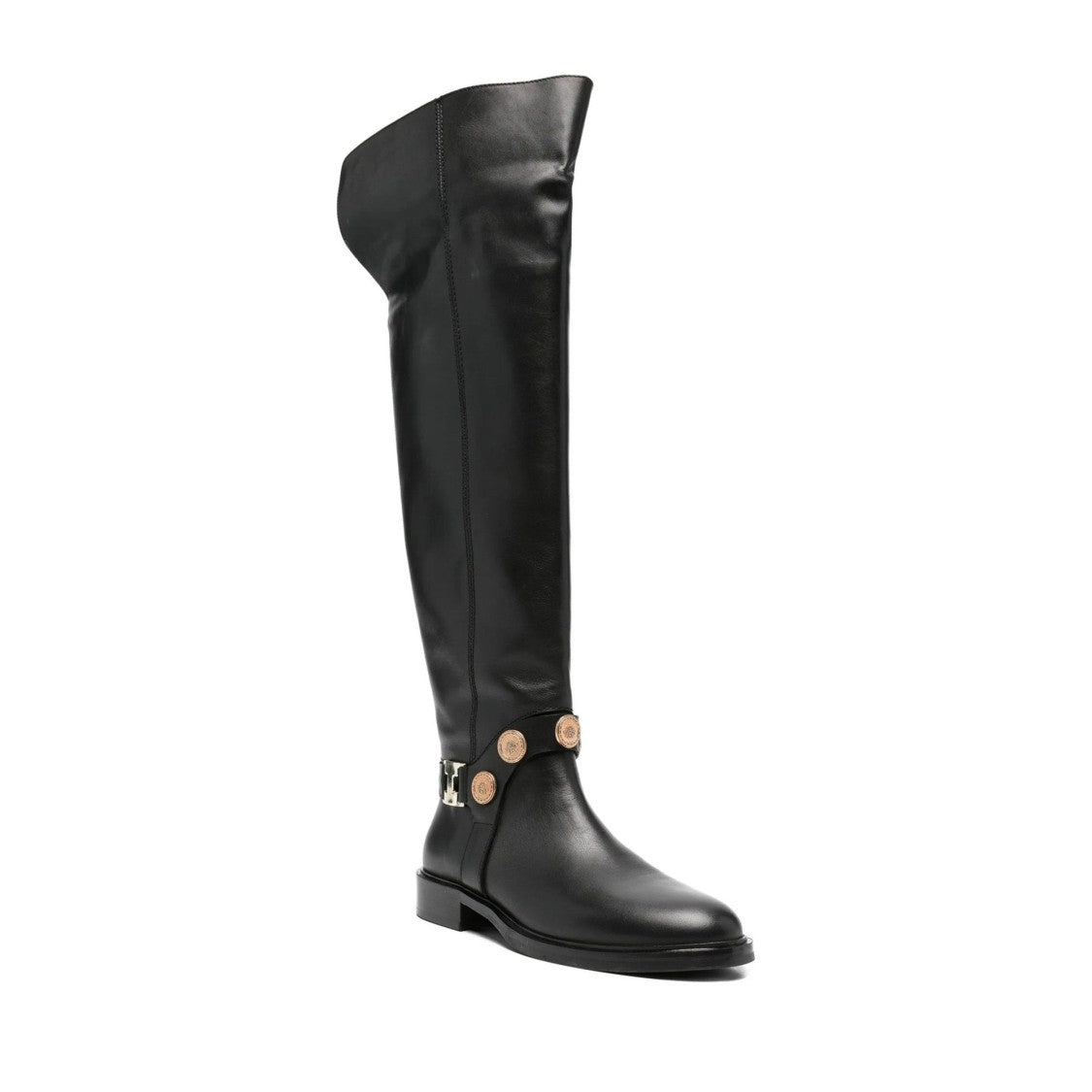 Adrianna Feretti Black Metallic Accents Leather Boots