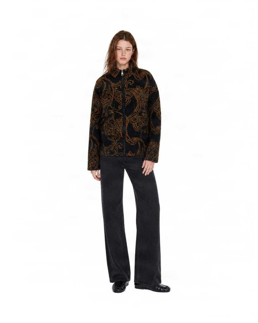Liu Jo Paisley Wool-Blend Knitted Bomber Jacket