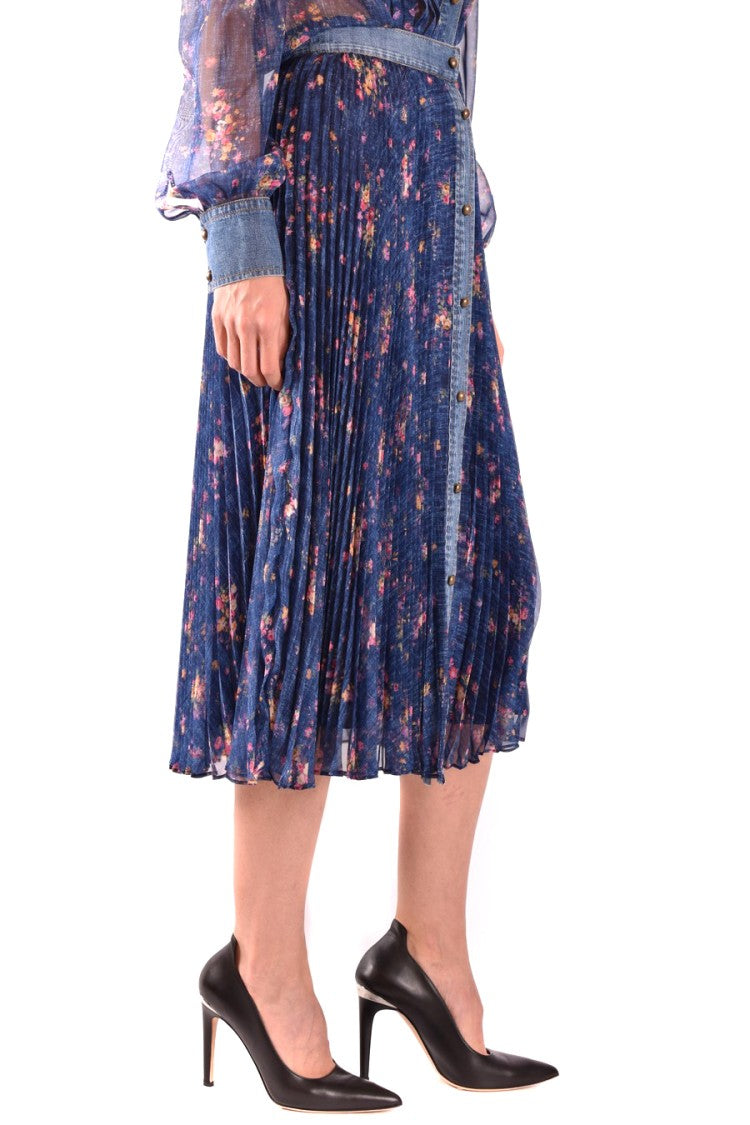 Philosophy Di Lorenzo Serafini Pleated Midi Skirt With Multicolor Floral Print