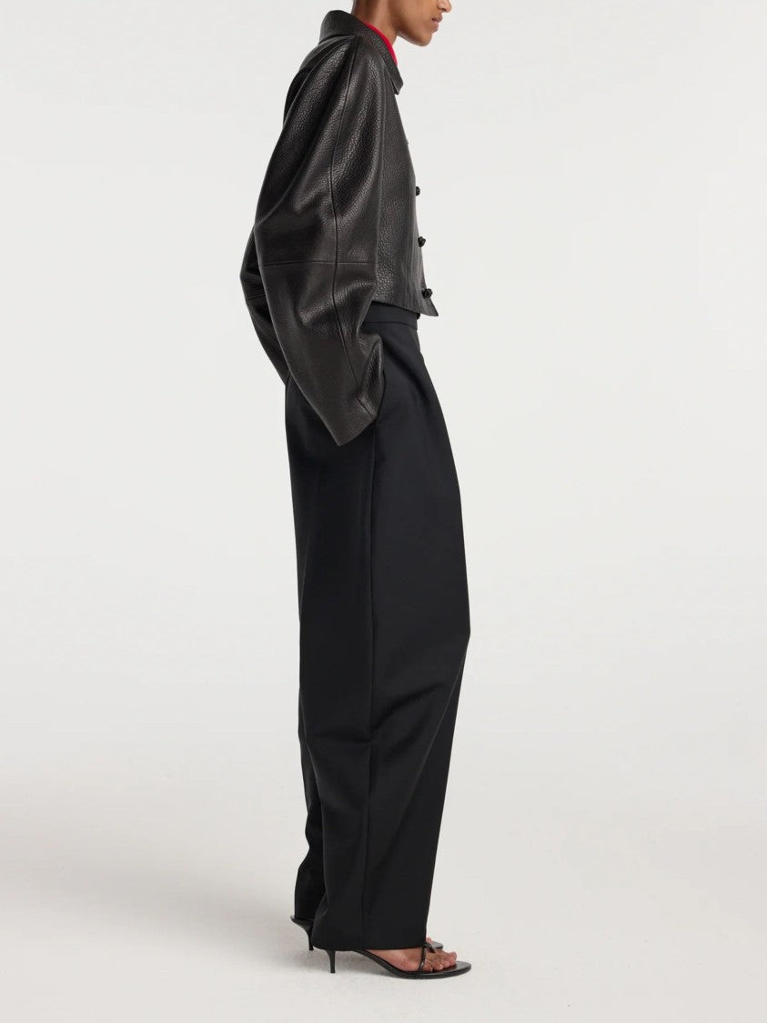 Róhe Black Leather Cropped Leather Jacket