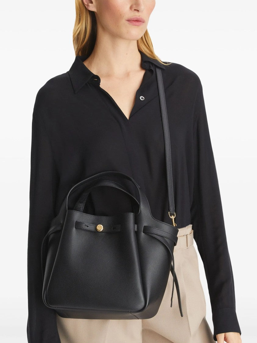 Tory Burch Black Romy Small Textured Leather Tote Bag