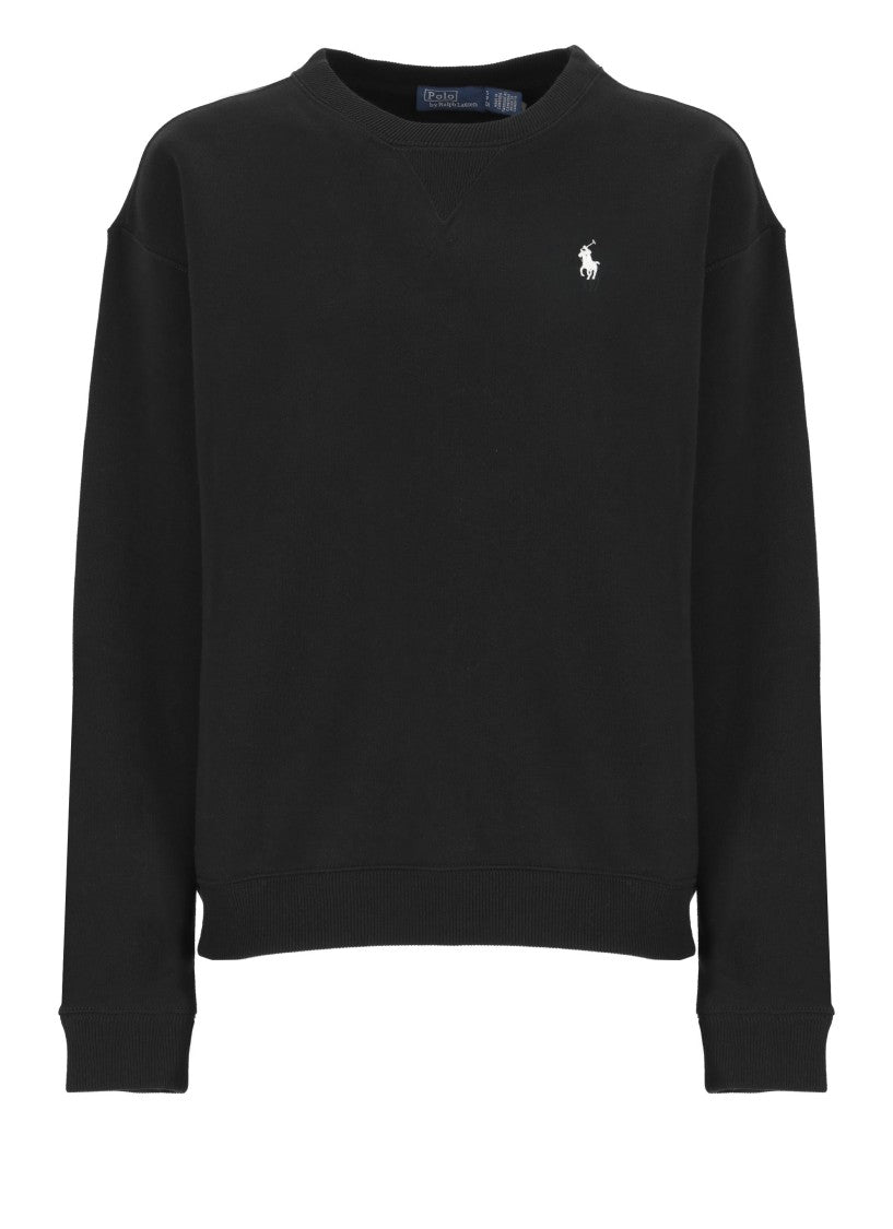 Polo Ralph Lauren Black Cotton Sweatshirt With Iconic Pony Logo