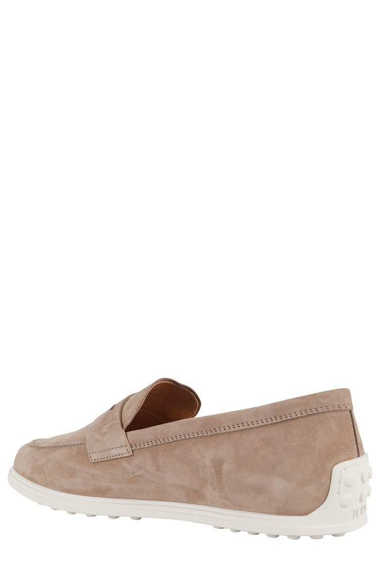 Tod's Almond Toe Moccasin In Cappuccino Suede