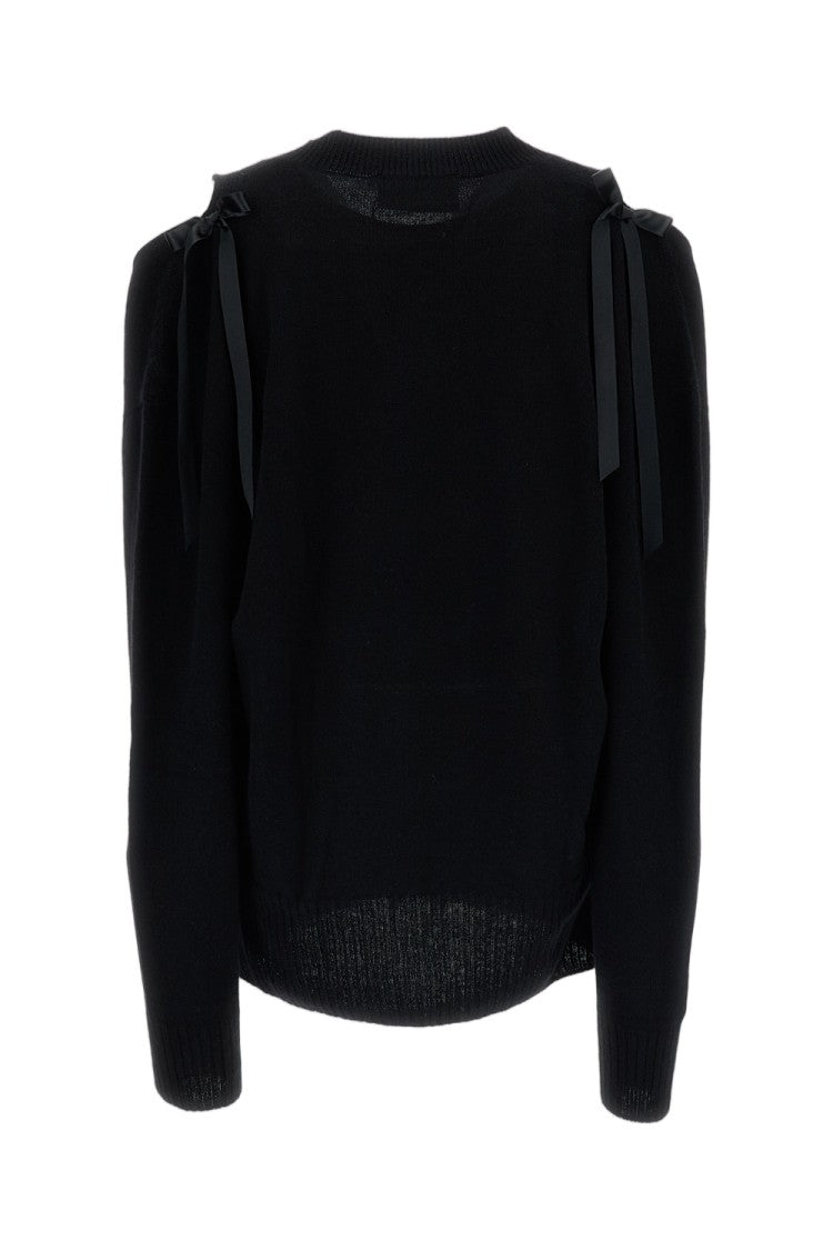 Simone Rocha Cashmere V-Neck Jumper With Satin Bow Accents
