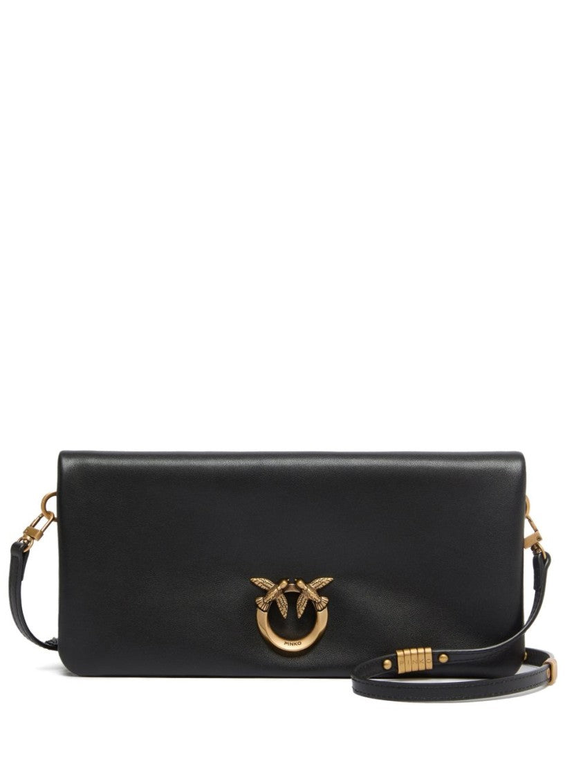 Pinko Black Smooth Gold-Tone Shoulder Bag